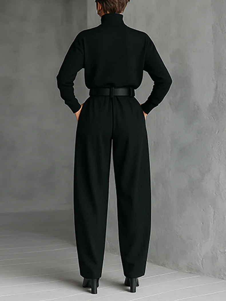 Mireille | Women's Turtleneck and Straight-Leg Pants Set – Minimal Two-Piece