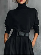 Mireille | Women's Turtleneck and Straight-Leg Pants Set – Minimal Two-Piece