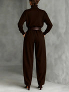 Mireille | Women's Turtleneck and Straight-Leg Pants Set – Minimal Two-Piece