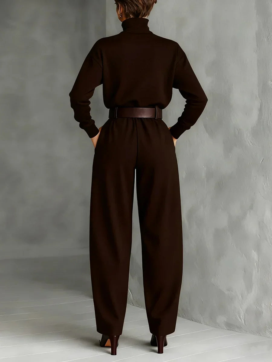 Mireille | Women's Turtleneck and Straight-Leg Pants Set – Minimal Two-Piece