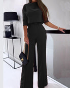 Nadine – Women's Cropped Knit Top and Tailored Wide-Leg Trousers Set