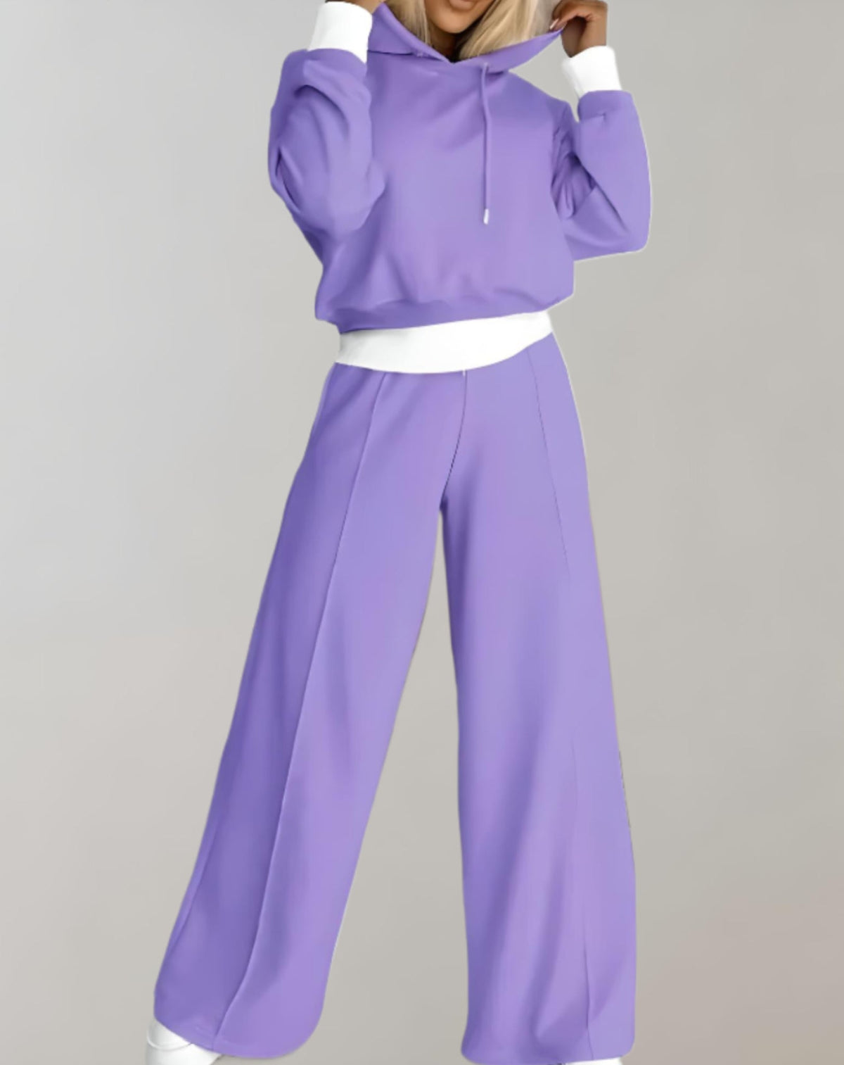 Nell | Women's Hoodie and Wide-Leg Trousers Set – Soft Cotton-Blend Co-Ord – Purple