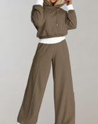Nell | Women's Hoodie and Wide-Leg Trousers Set – Soft Cotton-Blend Co-Ord – Brown