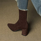 Nina | Women's Pointed Toe Block Heel Ankle Boots with Side Zip
