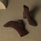 Nina | Women's Pointed Toe Block Heel Ankle Boots with Side Zip