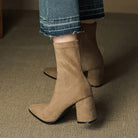 Nina | Women's Pointed Toe Block Heel Ankle Boots with Side Zip