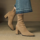 Nina | Women's Pointed Toe Block Heel Ankle Boots with Side Zip
