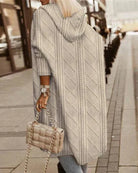 Odette | Women's Long Hooded Cable-Knit Cardigan – Open Front, Pockets, Relaxed Fit