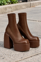 Opal | Women's Chunky Platform Ankle Boots – Modern Statement Booties – Brown