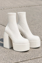 Opal | Women's Chunky Platform Ankle Boots – Modern Statement Booties – White