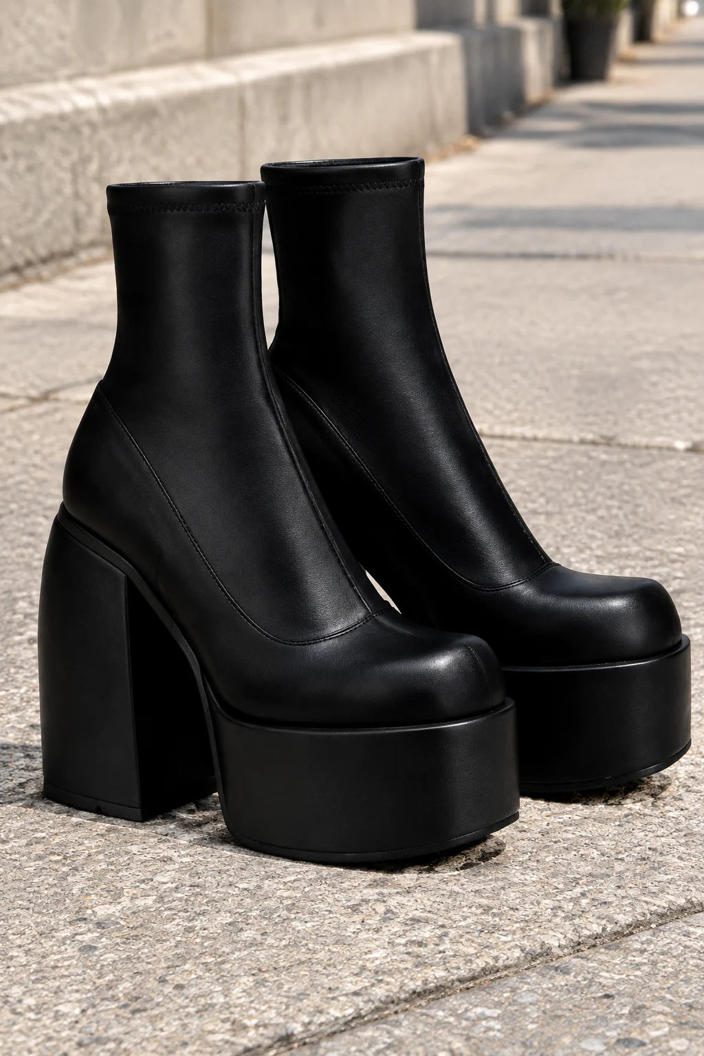 Opal | Women's Chunky Platform Ankle Boots – Modern Statement Booties – Black