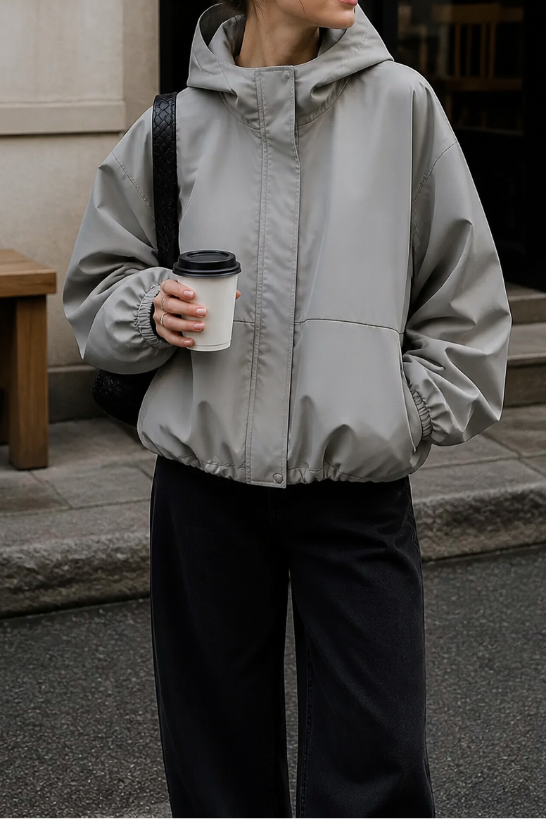 Veluna | Women's Balloon-Hem Windbreaker – Lightweight Packable Jacket