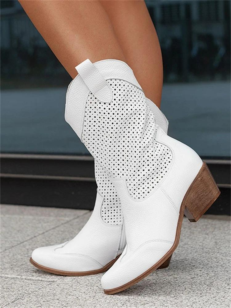 Paige | Women's Warm Lined High Boots – Leather-Look Winter Boots for Everyday – White