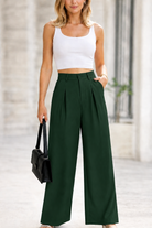 Penelope – Women's High-Waist Wide-Leg Tailored Trousers – Pressed Crease Front