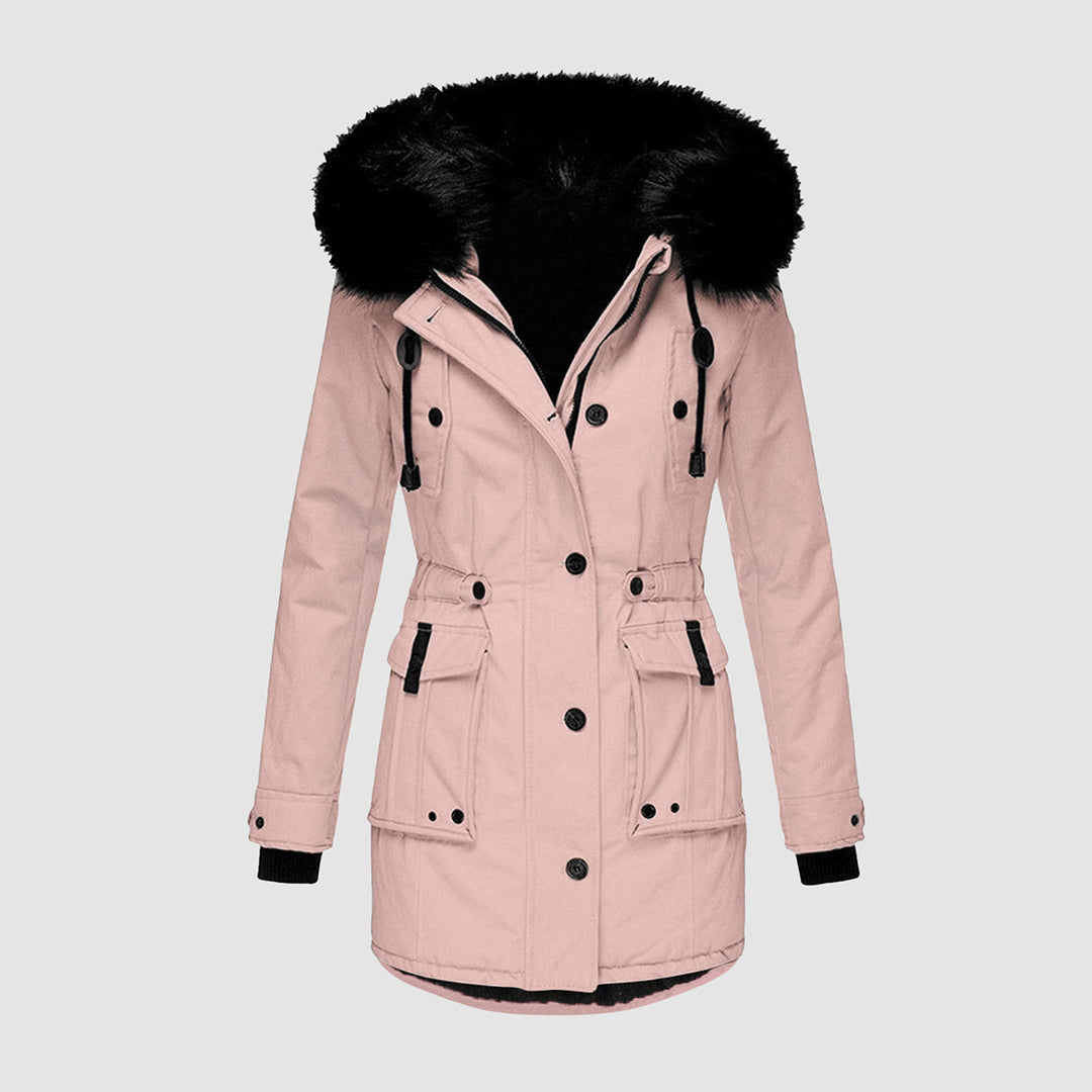 Piper | Women's Faux Fur Hooded Winter Parka – Water-Resistant, Thermal Lined Longline – Light Pink