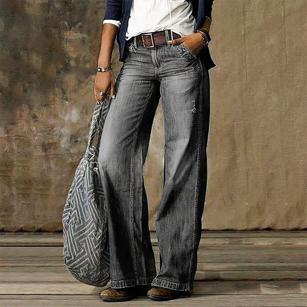 Quinn | Women's High-Rise Wide-Leg Jeans – Relaxed, Leg-Lengthening Fit – Grey