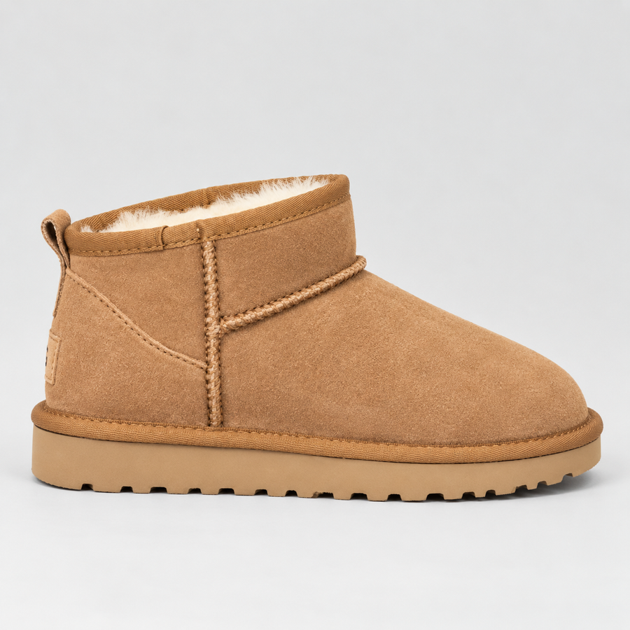 Rosa | Women's Faux Suede Ankle Boots – Faux Fur Lined Winter Booties with Grip Sole