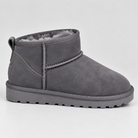 Rosa | Women's Faux Suede Ankle Boots – Faux Fur Lined Winter Booties with Grip Sole – Gray