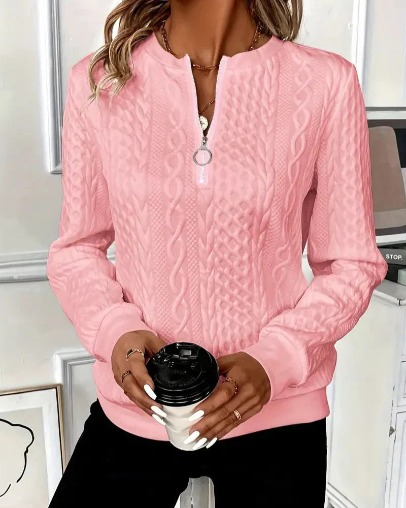 Sandrine | Women's Textured Quarter-Zip Sweater – Zip Collar Knit