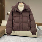 Sasha | Women's Cropped Quilted Puffer Jacket – Hood, Stand Collar, Zip Front