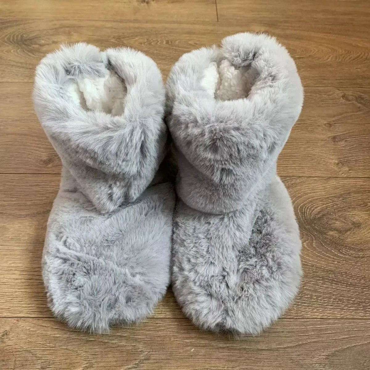 Selena | Women's Plush Bootie Slippers – Faux Fur Upper, Soft Non-Slip Sole – Light Gray