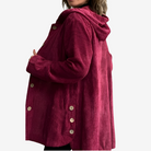 Selma | Women's Long Hooded Cardigan – Ribbed Knit with Buttons and Side Pockets