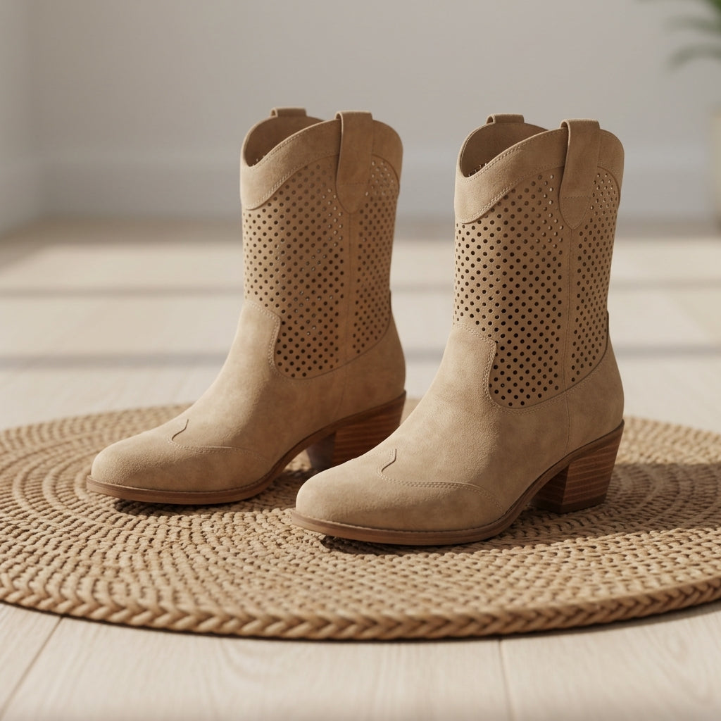 Shelby – Women's Western Cowboy Boots – Leather-Look with Classic Stitching