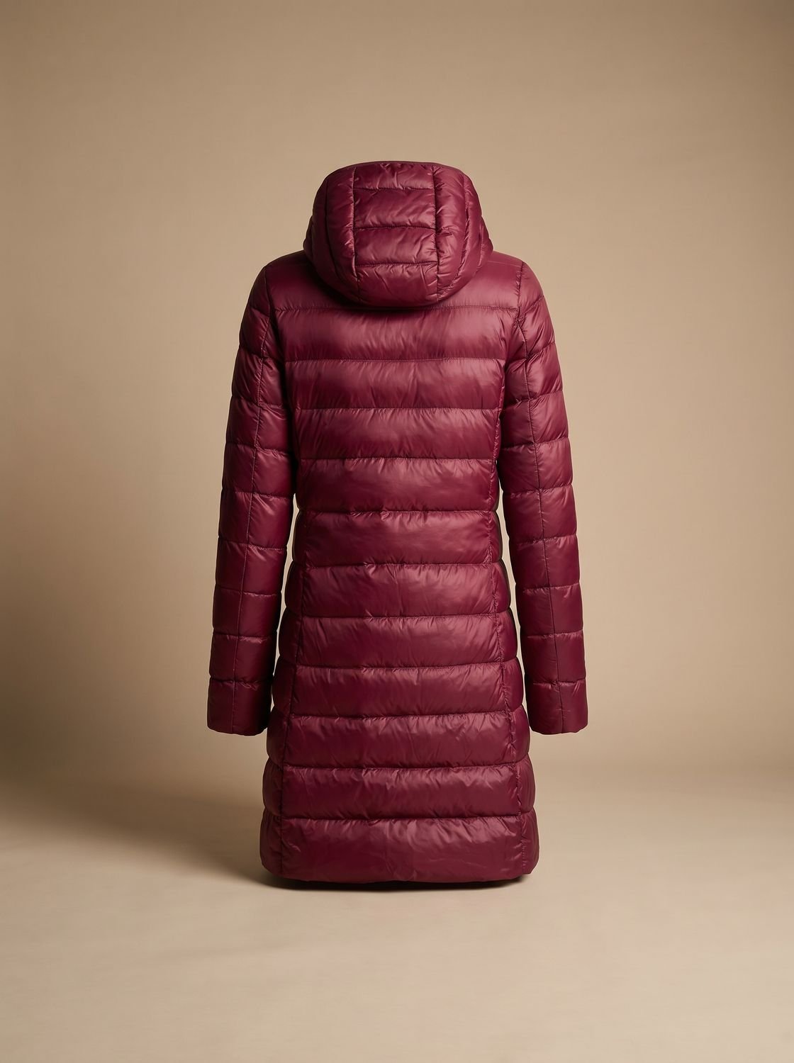 Signe | Women's Long Hooded Puffer Coat – Lightweight Padding, Slim Fit