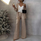 Simone – Women's Sequin Blazer and Wide-Leg Trouser Set – Holiday Party Suit