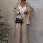 Simone – Women's Sequin Blazer and Wide-Leg Trouser Set – Holiday Party Suit