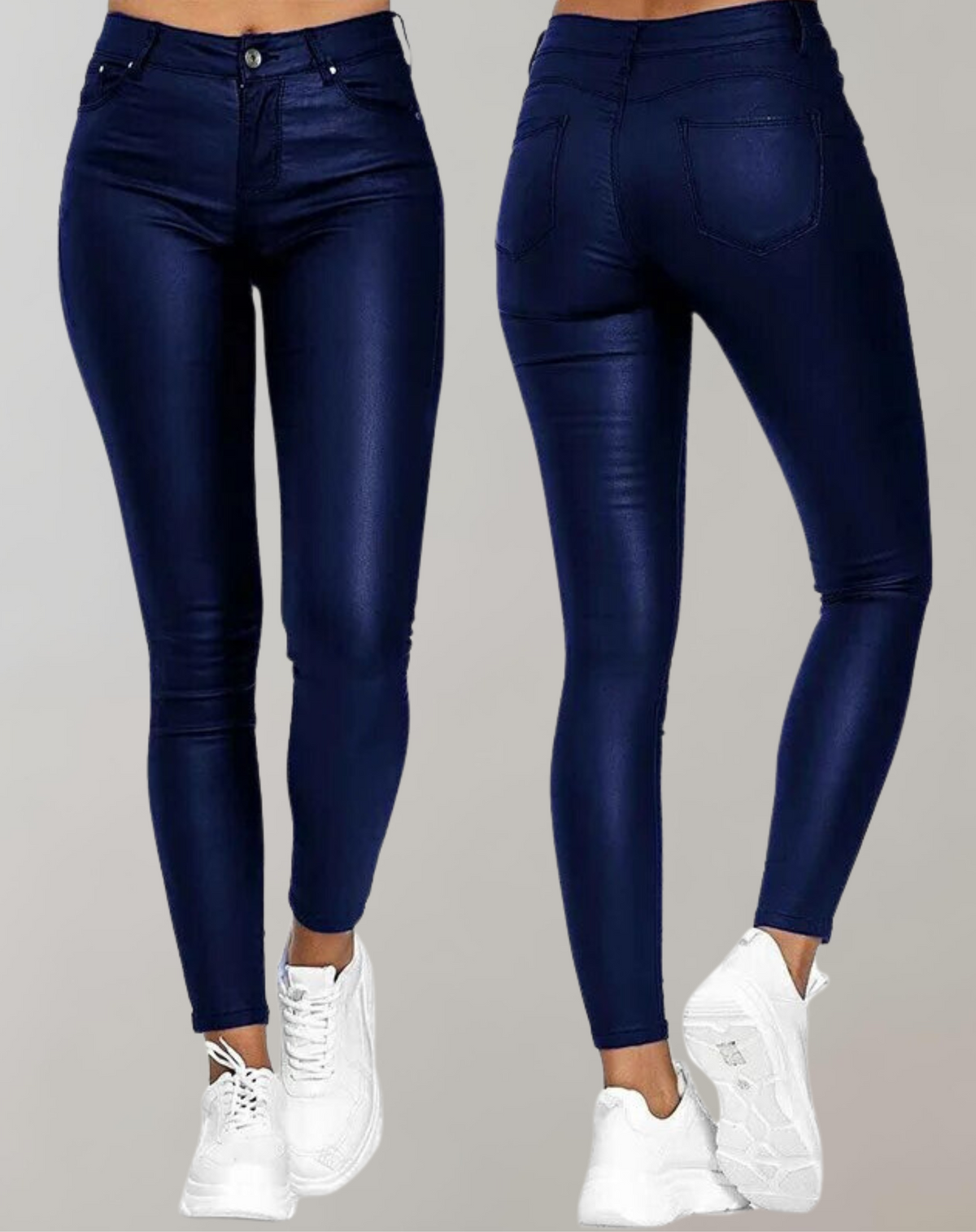 Sloane – Women's High-Waist Leather-Look Pants – Sleek Contouring Fit