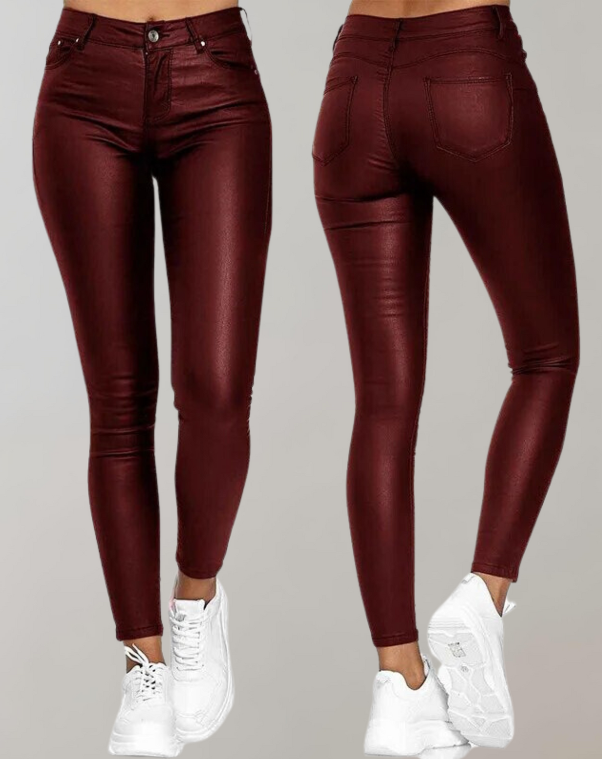 Sloane – Women's High-Waist Leather-Look Pants – Sleek Contouring Fit