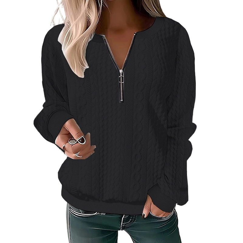 Women's Cable Knit Half-Zip Sweater – Zip Collar Pullover