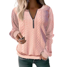 Women's Cable Knit Half-Zip Sweater – Zip Collar Pullover