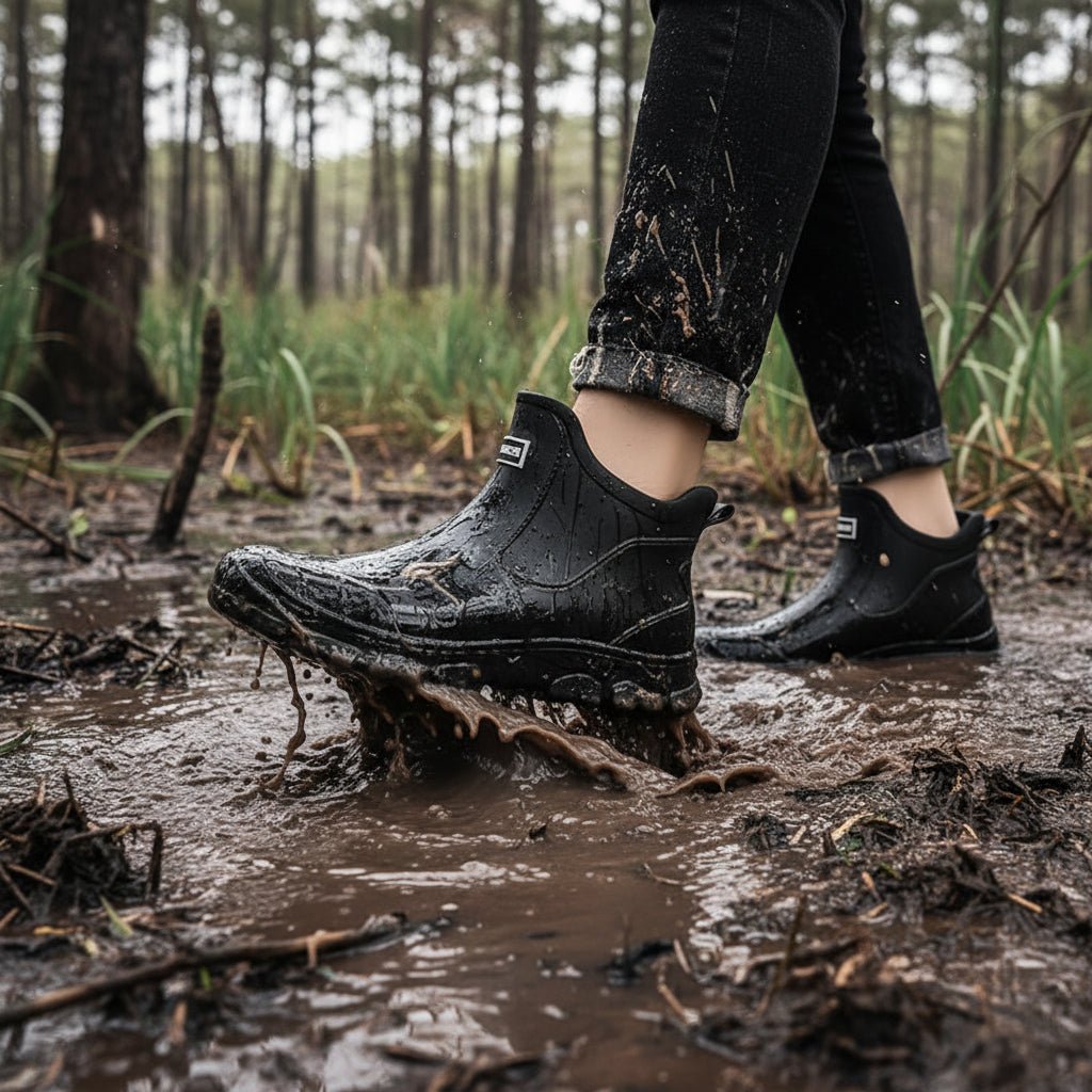Stella | Women's Ankle Rain Boots – Waterproof Garden Boots with Non-Slip Sole – Black