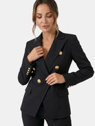 Sylvie | Women's Double-Breasted Blazer and Slim Pants Suit Set – Tailored Two-Piece Workwear