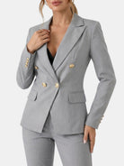 Sylvie | Women's Double-Breasted Blazer and Slim Pants Suit Set – Tailored Two-Piece Workwear