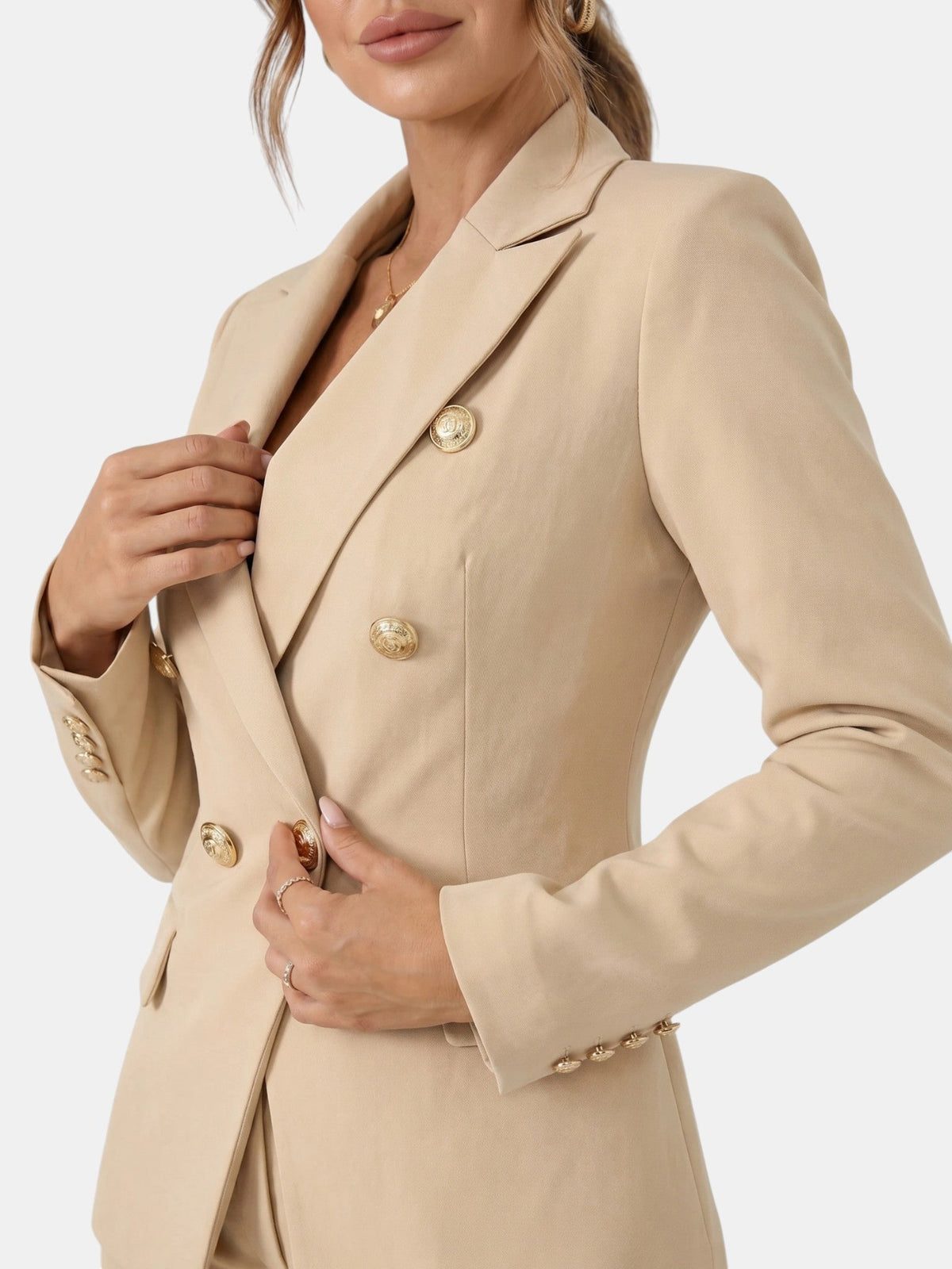 Sylvie | Women's Double-Breasted Blazer and Slim Pants Suit Set – Tailored Two-Piece Workwear