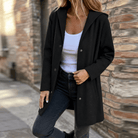 Talia | Women's Hooded Button-Front Cardigan – Soft Knit with Pockets – Black