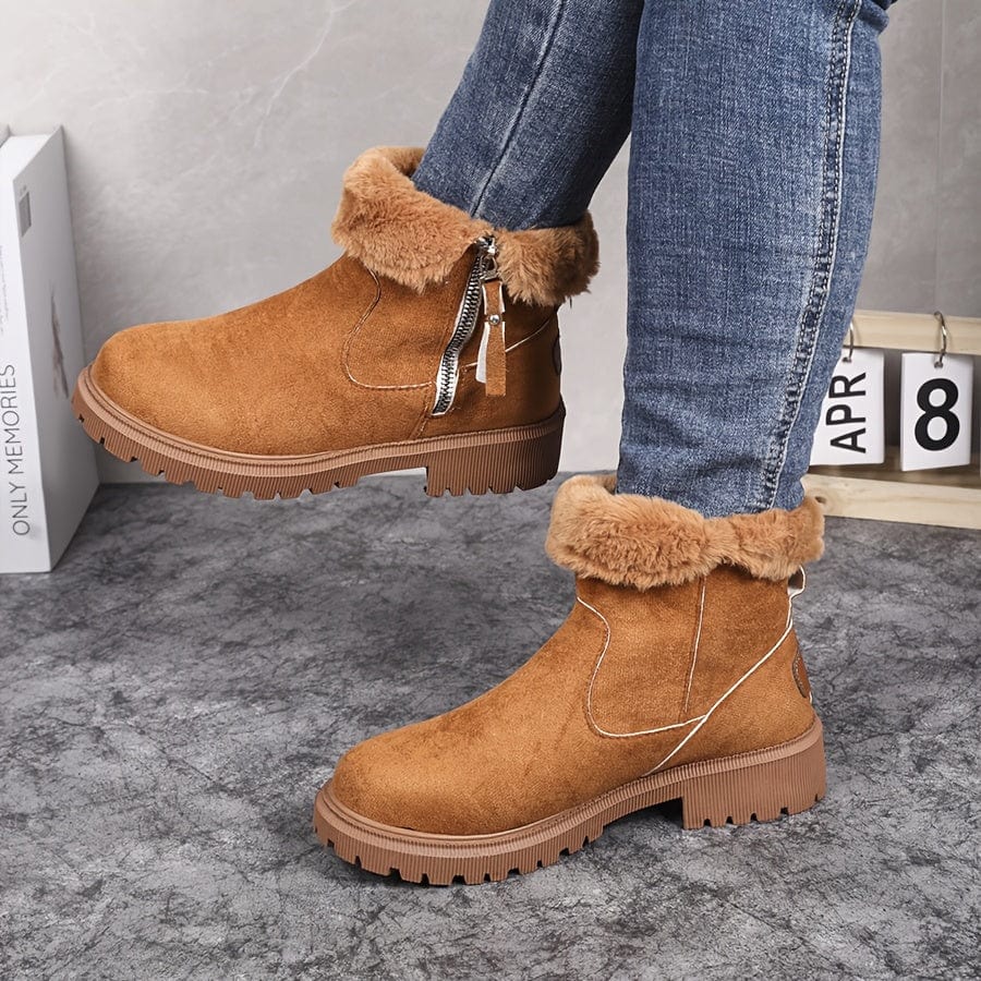 Tallulah – Women's Western Suede-Look Winter Boots – Plush Lined, Rugged Sole