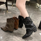 Teagan | Women's Studded Western Ankle Boots – Pointed Toe, Slouchy Shaft, Block Heel