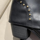 Teagan | Women's Studded Western Ankle Boots – Pointed Toe, Slouchy Shaft, Block Heel