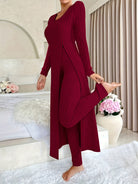 Thea | Women's Ribbed Knit Two-Piece Set – Long Sleeve Top and Pants