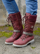 Tove | Women's Lace-Up Winter Boots – Water-Resistant, Warm Lined, Anti-Slip – Red