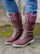 Tove | Women's Lace-Up Winter Boots – Water-Resistant, Warm Lined, Anti-Slip – Purple