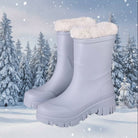 Ursula | Women's Waterproof Snow Boots – Plush Lined, Lug Sole, Mid-Calf or Tall Shaft – Ice Blue (Mid-Calf)