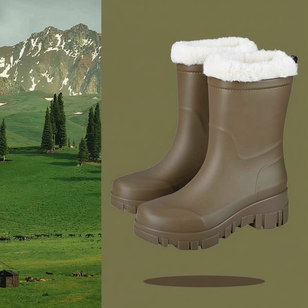 Ursula | Women's Waterproof Snow Boots – Plush Lined, Lug Sole, Mid-Calf or Tall Shaft – Taupe (Mid-Calf)