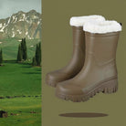 Ursula | Women's Waterproof Snow Boots – Plush Lined, Lug Sole, Mid-Calf or Tall Shaft – Taupe (Mid-Calf)