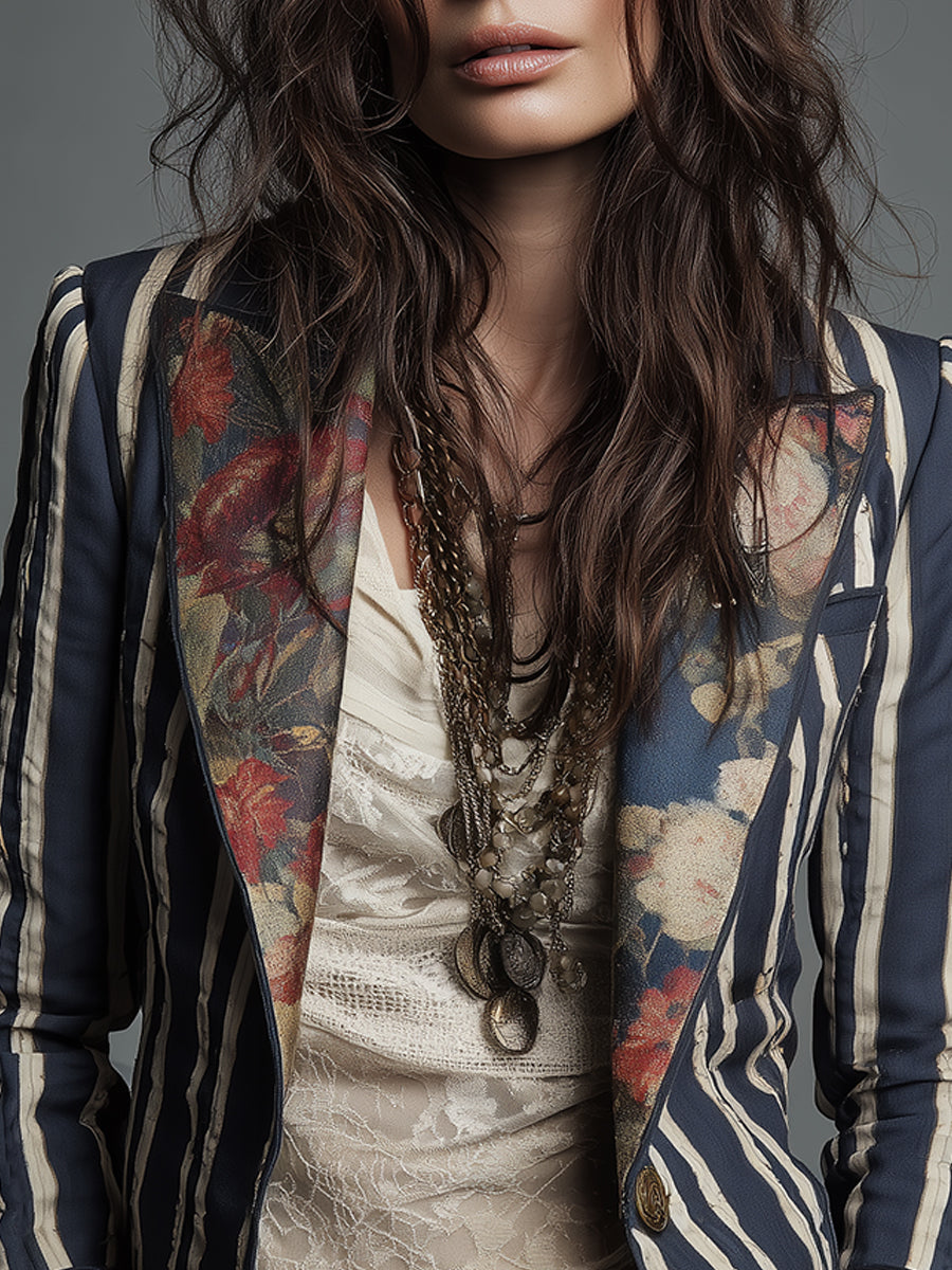 Vera – Women's Floral Print Blazer – Structured Shoulder, Single-Breasted