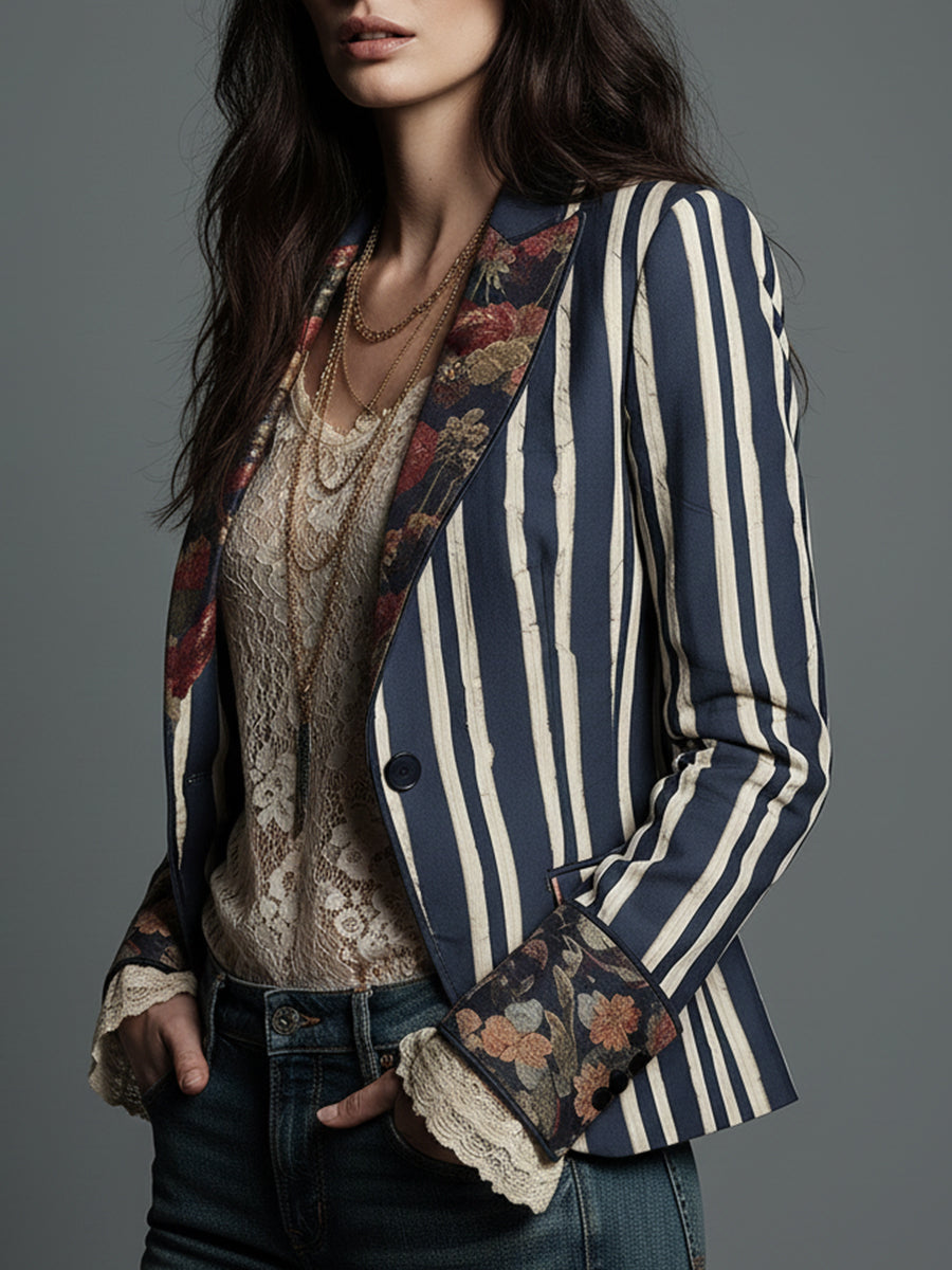 Vera – Women's Floral Print Blazer – Structured Shoulder, Single-Breasted